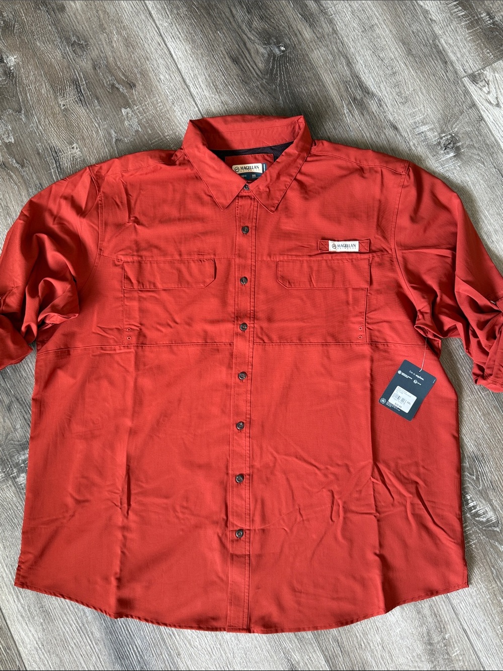 Magellan Outdoors Men's Brick Red Casual Button-Down 3XL Shirt